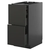 METOD / KNIVSHULT Pod.orm.2front/2dnj/1srd/1vis.fiok, Crnosiva/Nickebo boja antracita, mat, 40x60 cm