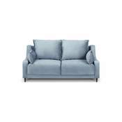 Svetlo modra žametna zofa Mazzini Sofas Freesia, 150 cm