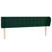 Vidaxl Vzglavje z ušesi temno zeleno 203x23x78/88 cm žamet