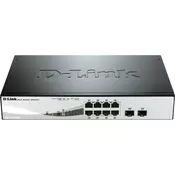 D-Link DGS-1210-08P Smart PoE stikalo, 8x GbE PoE+, 2x SFP, PoE 65W, brez ventilatorja