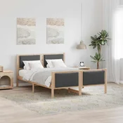 Krevetna konstrukcija Tamno siva 135 x 190 cm tkanina