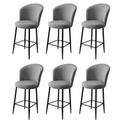 Hanah Home Set barskih stolica Fora, 6 komada, Sivo-crni