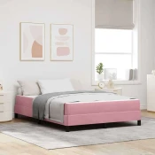 Vidaxl Postelja boxspring z vzmetnico Roza 140 x 210 cm Žamet