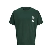 Jack & Jones Junior Majica JJDYLAN temno zelena / bela