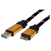 Gold ROLINE USB 3.0 SuperSpeed ??USB 3.0 A (M) -> micro USB 3.0 B (M), 0.8 m - black / gold 11028878