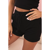 Kesi Womens cotton shorts with elastic and tie at the waist black