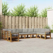 Set vanjskih sofa 10 kom. Prirodna i svijetlo siva