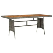 Vidaxl Vrtna miza siva 160x70x72 cm poli ratan in trden akacijev les
