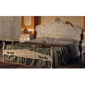 Casa Padrino luxury baroque double bed ivory/multicolored/gold - Magnificent baroque style solid wood bed - Luxury bedroom furniture in baroque style - Luxury Quality - Made in Italy
