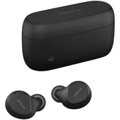 JABRA EVOLVE2 Buds MS, Cradle USB-C MS, Link 380 BT adapter USB-C MS, 30 cm USB-C to USB-A cable, Ear gels, USB-A to USB-C adapter, wireless charging