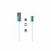 CABLEXPERT Magnetni polnilni USB kabel combo 3-v-1, srebrn, 1 m