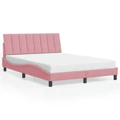 Vidaxl Posteljni okvir brez vzmetnice Hanko roza 140x190 cm žamet