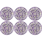 Casa Padrino luxury ceramic plates set of 6 purple/multicolored A� 40 cm - Handmade & hand painted dinner plates with floral design - Hotel & restaurant accessories - Made in Italy