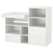 SMASTAD / PLATSA Komoda za presvlacenje, bela s okvirom/s bibliotekom, 150x79x123 cm
