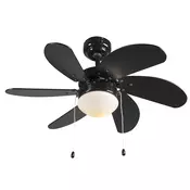 Stropni ventilator črn z lesnim potiskom 80 cm z vlečno vrvico - Fresh