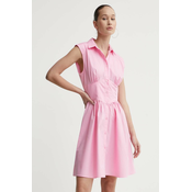 Pamucna haljina HUGO boja: ružicasta, mini, širi se prema dolje, 50512904