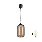 Brilagi - LED viseča svetilka na kablu R GLASS 1xE27/60W/230V O 14 cm črna/dimno rjava