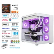 Računalnik MEGA MT S5 R7-9850X3D/RX9070 XT/32GB-DDR5/2TB/850W/Brez OS/bela RGB + Estetski napajalni kabli [Vijola/Bela]