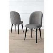 Hanah Home set trpezarijskih stolica Bika 4 kom, siva tkanina Babyface, crne drvene noge