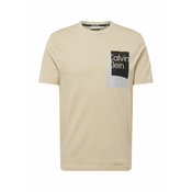 Pamucna majica Calvin Klein za muškarce, boja: bež, s tiskom