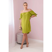 Womens dress with ties on the sleeves - kiwi
