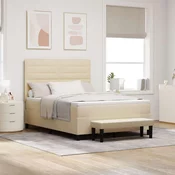 vidaXL vidaXL Box Spring Bed z vzmetnico in klopjo krem 140x190 cm Tkanina, (22080982)