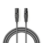Nedis Adapterski kabel DMX | XLR 3-polni moški | XLR 3-polni ženski | Ponikljano | 10,0 m | Okrogla | PVC | Temno siva | Darilna škatla