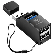 USB razširitvena postaja TechSuit Echolink H11 z 1x USB 3.0 in 2x USB 2.0 priključkoma za hitro in priročno povezovanje - črna