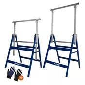 Teleskopski gradbeni kozli DANNY, set 2 kosov, maks. 200 kg, 69x57x81–130 cm, srebrna/modra Jurhan