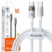 Mcdodo MCDODO USB-C KABEL ZA HITRO POLNJENJE USB TIPA C 5A 100W 1M LED BELA