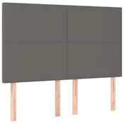 Vidaxl Vzglavje postelje sivo 144x5x118/128 cm umetno usnje