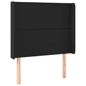 Vidaxl Vzglavje z ušesi črno 93x16x118/128 cm umetno usnje