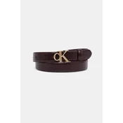 Ženski pas Calvin Klein Round Ck Buckle 30Mm Belt Smooth LV04F7074G Bordo rdeča