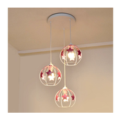 Djecji luster na sajli STARS 3xE27/15W/230V ružicasta/bijela