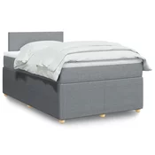 vidaXL vidaXL Boxspring postelja z vzmetnico svetlo siva 120x190 cm blago, (21304655)