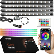 4x LED RGB trak za osvetlitev notranjosti vozil 12V + daljinec in aplikacija