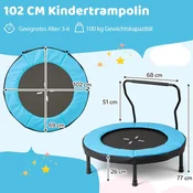 Northix Otroški trampolin z ročajem, 102 cm, nosilnost 100 kg, moder