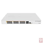 MikroTik CRS328-24P-4S+RM, 24x port Gigabit router/switch with 4x 10Gbps SFP+ ports in 1U rackmount case, PoE output guaranteed 450W, CPU 800MHz, 512MB RAM, Dual Boot SwOS/RouterOS L5