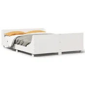 shumee vidaXL Posteljni okvir brez vzmetnice bel 135x190 cm masiven borov les