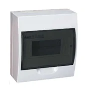 shumee Modularna razdelilna omarica, plastična, 1x8, nadometna, IP40, IK06, N+PE, razred II, prozorna siva vrata, DB108S, 1X8P/SMD, bela, 3832