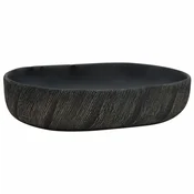 Vidaxl Nadpultni umivalnik črn ovalen 59x40x14 cm keramika