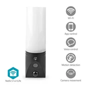 Nedis Zunanja kamera SmartLife Wi Fi Ambientalna svetloba Full HD 1080p IP65 Shramba v oblaku izbirno microSD ni vključena Onvif 100 240 V AC S senzorjem gibanja Nočno gledanje Črna