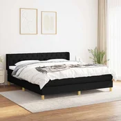 Greatstore Box spring postelja z vzmetnico črna 160x200 cm blago