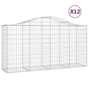 Vidaxl Obokana gabionska košara 12 kos 200x50x100/120cm cinkano železo