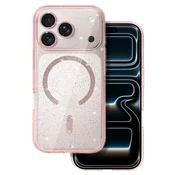 Silikonski ovitek Glitter MagSafe za iPhone 17 Pro - prozorno roza z bleščicami