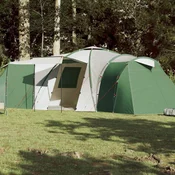 Greatstore Šotor za kampiranje za 12 oseb zelen 840x720x200 cm 185T taft