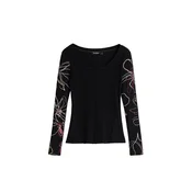 Desigual Majica temno roza/črna/naravno bela