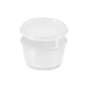 Skleda (PP) okrogla prozorna 250 ml + pokrov [5 x 50 kompletov]