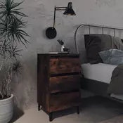 Vidaxl vidaXL Nočna omarica s kovinskimi nogami dimljen hrast 40x35x69 cm