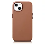 iCARER iCarer Case Leather ovitek etui iz naravnega usnja za iPhone 14 Plus rjav (združljiv z MagSafe)